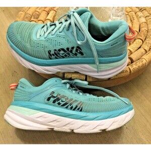 Hoka One One Bondi 7 Womens Size 6 Aquarelle Blue Green Running Shoes Comfort